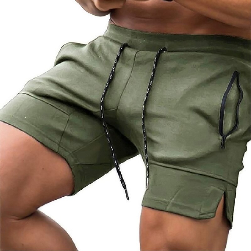 Men's Summer Sport Shorts Loose Casual Solid Drawstring Waist Gym Running Fitness Short With Zipper Pockets Men Qiucker Dry