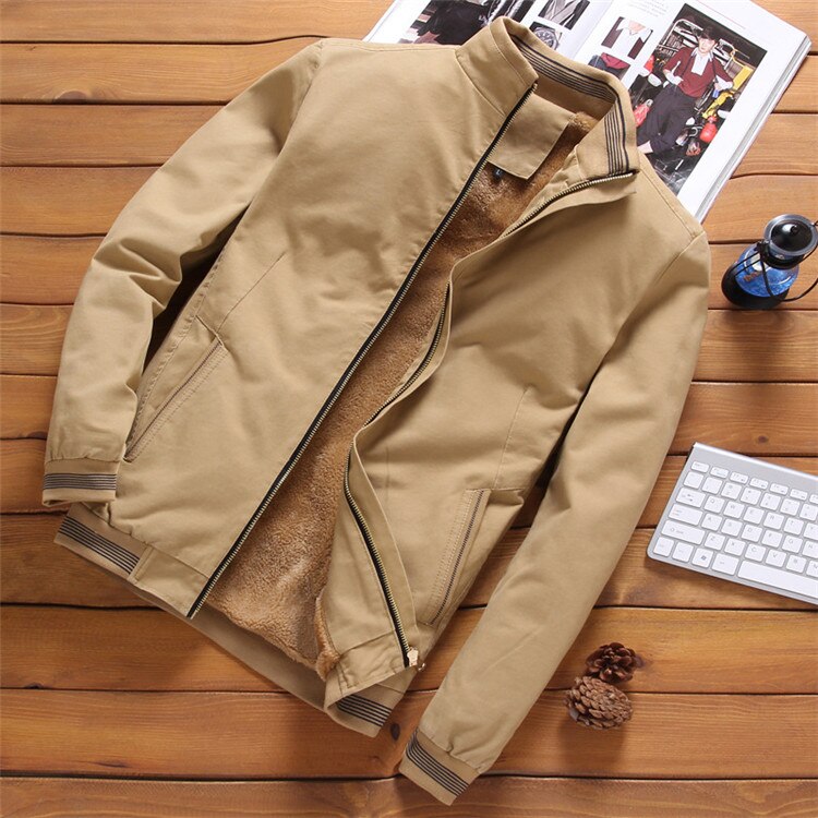 Mens Jackets Autumn Winter Casual Male Outwear Fleece Thick Warm Windbreaker Jacket Slim Coats Jaqueta Veste