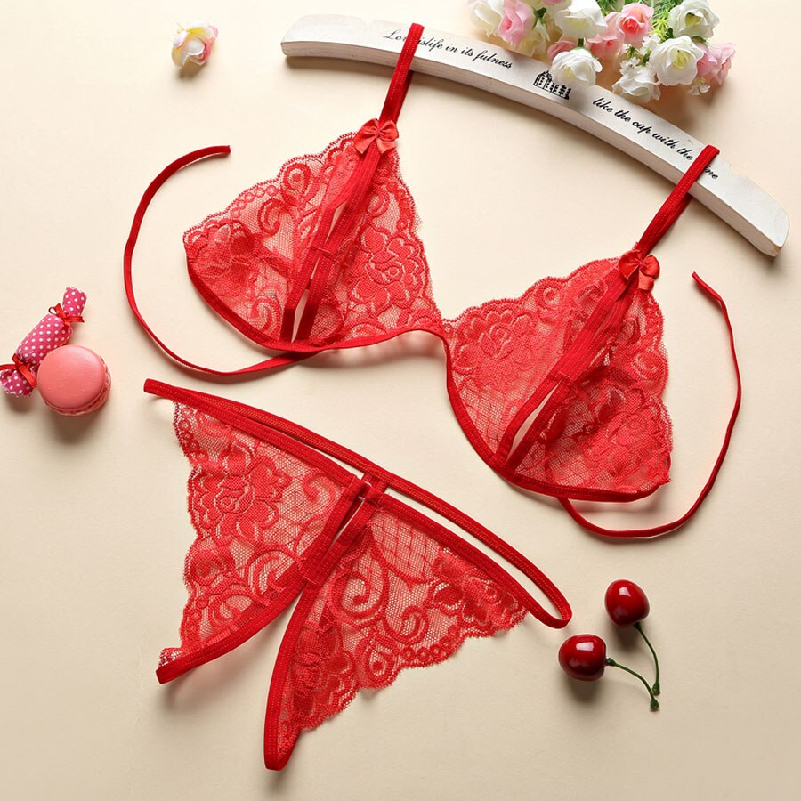 2Pcs Sexy Lace Thong Panties Women 2022 Hot Erotic Open Crotch Transparent Briefs Underwear G-string Bow Female Pants Porn