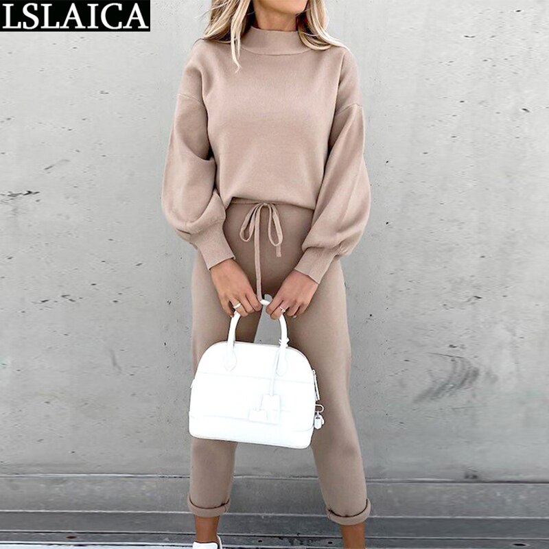 Tracksuit Women 2 Piece Set Casual Drawstring Pants & Loose Long Sleeve Tops Sets Lounge Wear Autumn Joggers Suit Womens Outfits