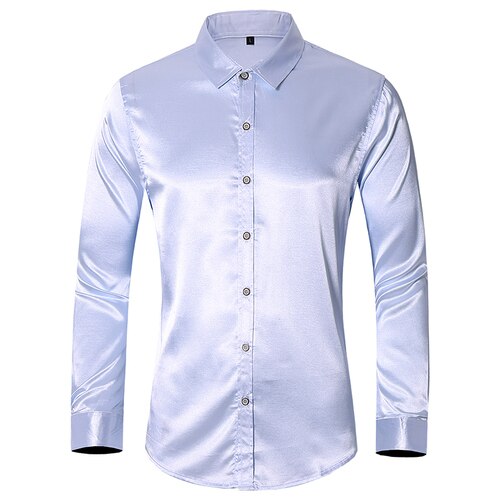 Gold Single-Breasted Square Collar Long-Sleeved Shirt Mens Casual Fashion Shirts Large Size 6XL 7XL Men 8 Color Options