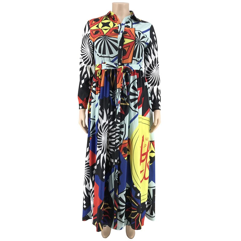 Plus Size 5XL Long Dress African Dresses For Women Robe Print Maxi Clothes Sleeve Big Swing Party Beach