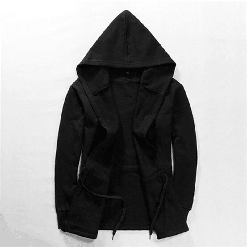 Men Women Fashion Black Coat Long Sleeve Hooded Cloak Jacket Vintage Witch Cape Casual Solid Cardigan Stylish Streetwear