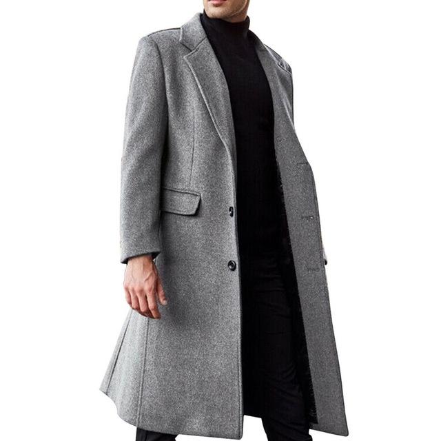 Autumn New Men's Long Coat Business Gentleman Trench Men Casual Sleeve Windbreaker Solid Overcoat Jackets