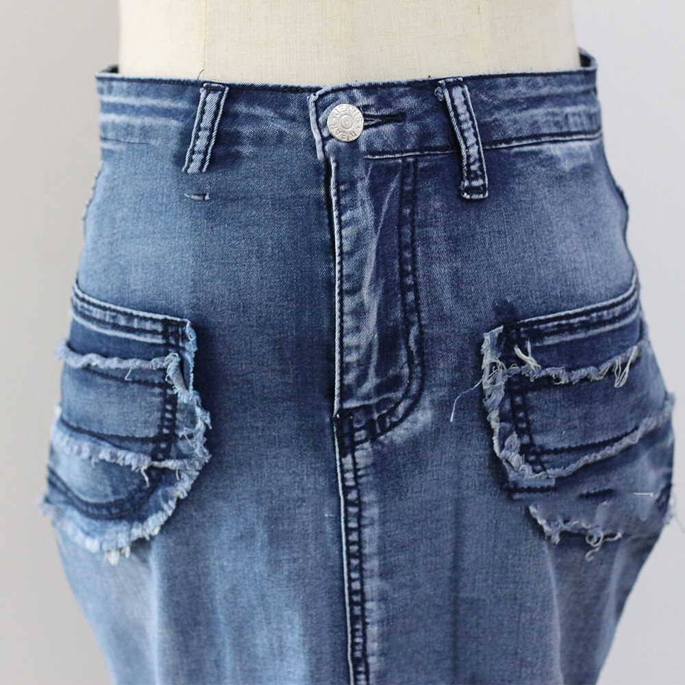 Women's Fashion Sexy Large Fishtail Mop Denim Skirt Slim Fit Hip Jean Trumpet Mermaid Stacked Elegant Skirts