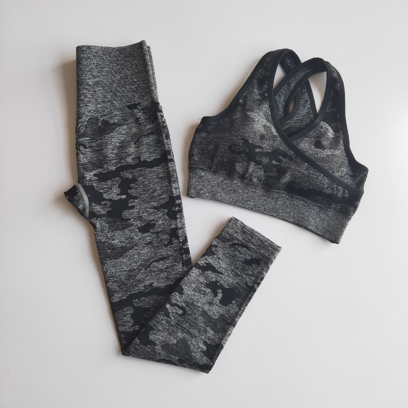 Camo Seamless Yoga Set Women Fitness Clothing Sportswear High Waist Gym Leggings Tights Workout Bra Sport Suit