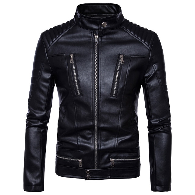 Mens Leather Jackets Bomber Fashion Men Faux Overcoat Motorcycle Cowboy Jacket Punk Thick Coats Clothing