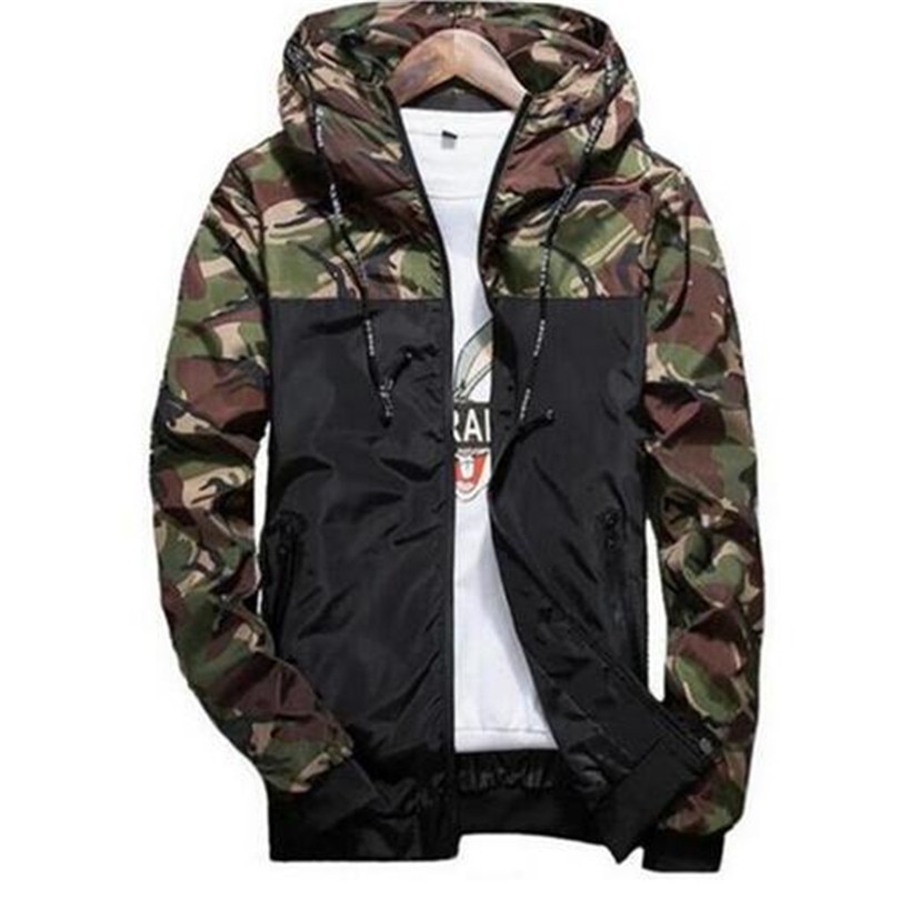 Spring Autumn Mens Casual Camouflage Hoodie Jacket Men Waterproof Clothes Men's Windbreaker Coat Male Outwear 6XL