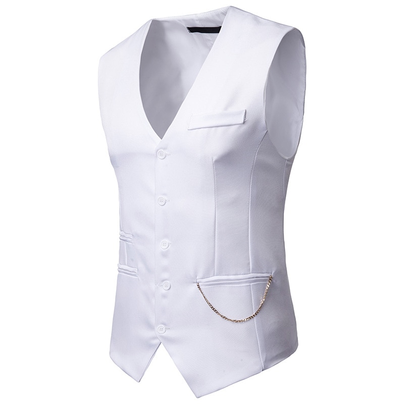 Nightclub Chain Waistcoat Vest Men 2022 Brand New Single Breasted Suit Business Casual Tuxedo Dress Vests Gilet Uomo