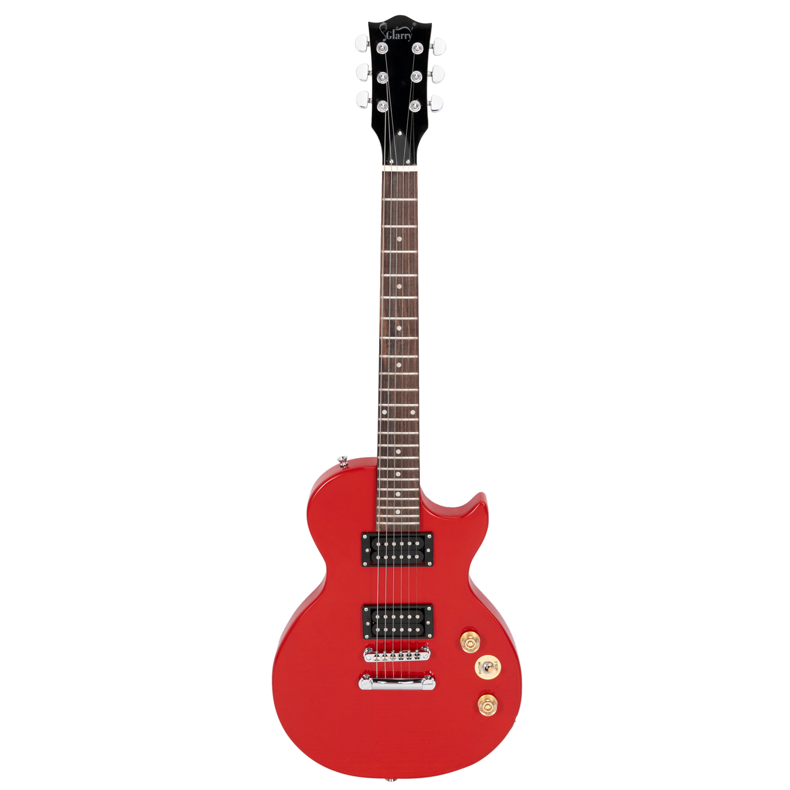 【Do Not Sell on Amazon】Glarry GLP101 39 inch Solid Body Electric Guitar HH Pickups Laurel Wood Fingerboard Bone Nut with Bag Cable Strap Red