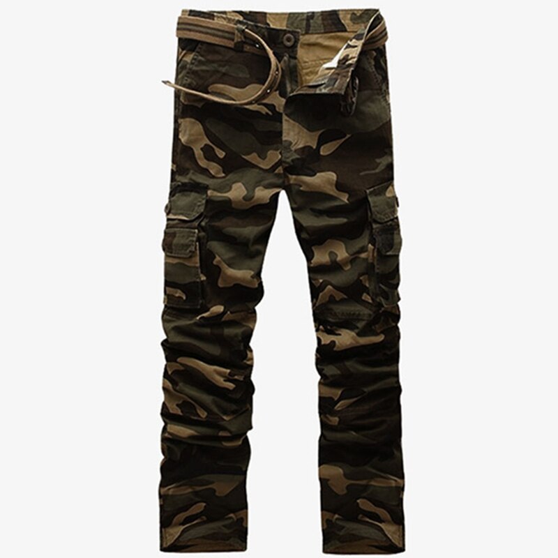 Men's Camouflage Casual Cargo Pants Military Camo Multi-Pockets Loose Straight Trousers For Men Pantalones Hombre