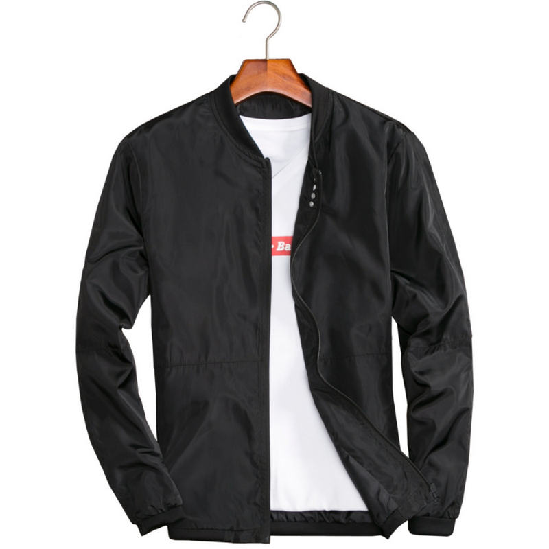 Big Size 4XL Mens Spring Summer Jackets Casual Thin Male Windbreakers College Bomber Black Windcheater Hommes Varsity Jacket