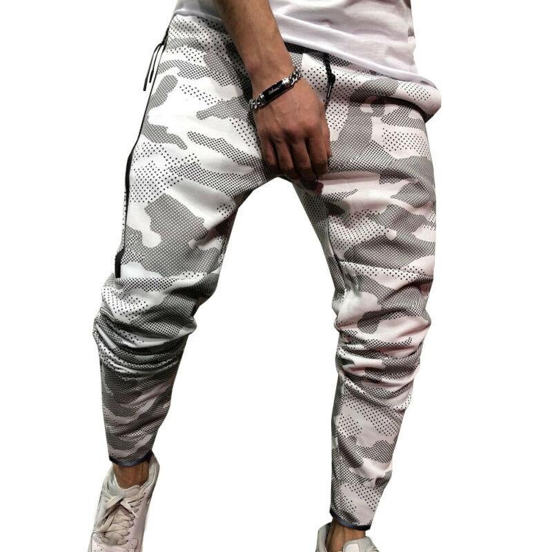 Cofekate Camouflage Printed Mens Sweatpants Elastic Waist Plus Size Male Pencil Pants Casual Sports Trousers Long Joggers