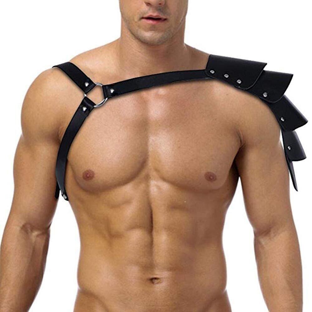 Erotic Tank Lingerie Vest Exy PU Harness Fetish Men Rave Costumes BDSM Bondage Gay Sexy Shoulder Armor