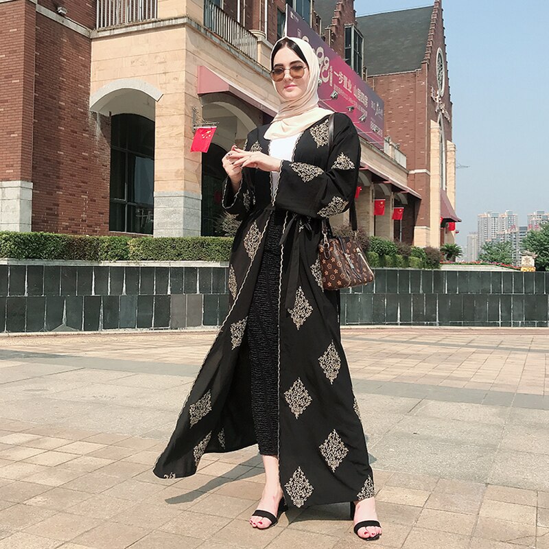 Open Dubai Abaya Kimono Cardigan Muslim Hijab Dress Kaftan Abayas Islamic Clothing For Women Caftan Marocain Qatar Robe Musulman