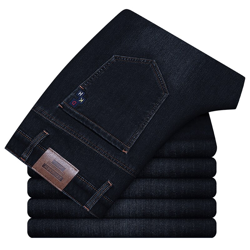 New Men's Graphene Functional Fabric Business Black Straight-leg Jeans Classic Loose Stretch Brand Trousers