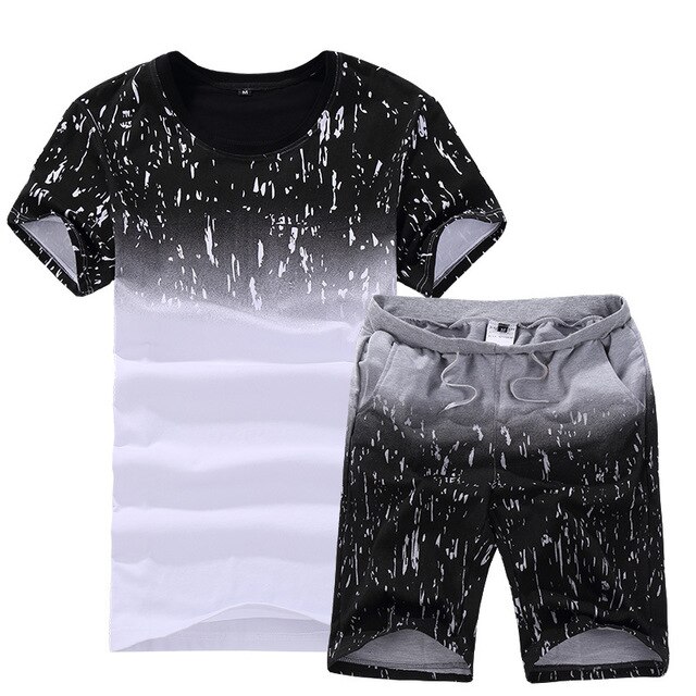 Summer New Men's Short-sleeved T-shirt Korean Sports Suit Clothes Casual