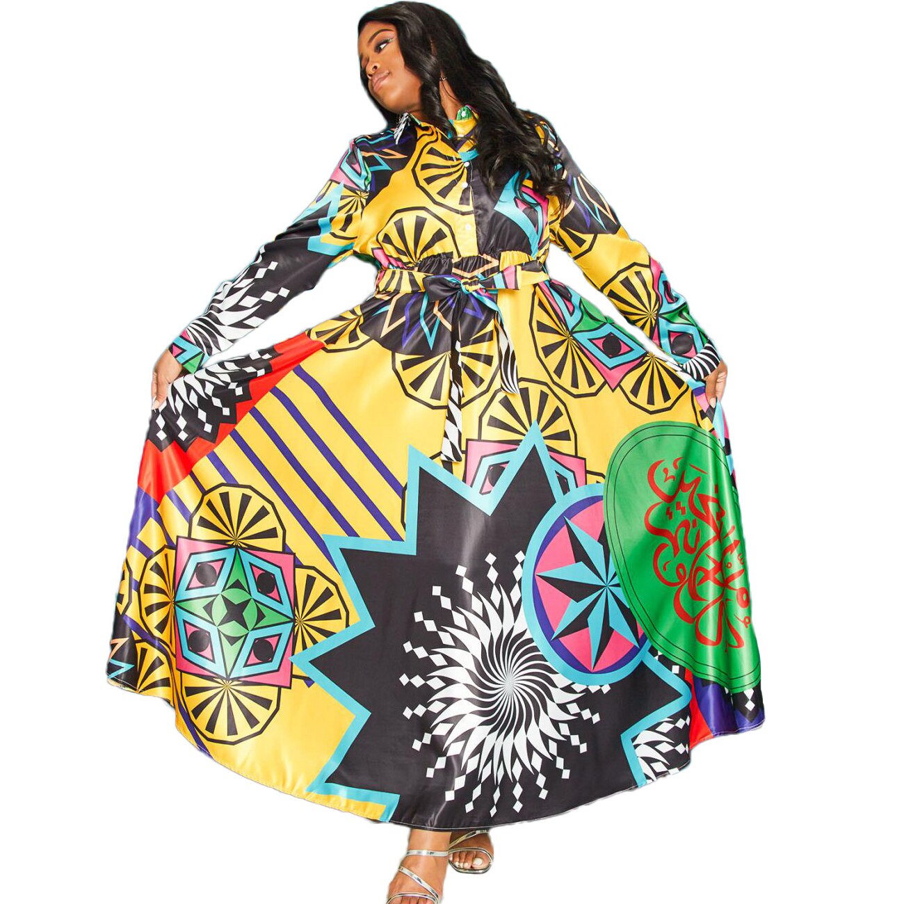 Vintage African Ethnic Print Dress Women Autumn 2022 Casual Plus Size Slim Bandage Ball Gown Maxi Dresses Sexy Long Party