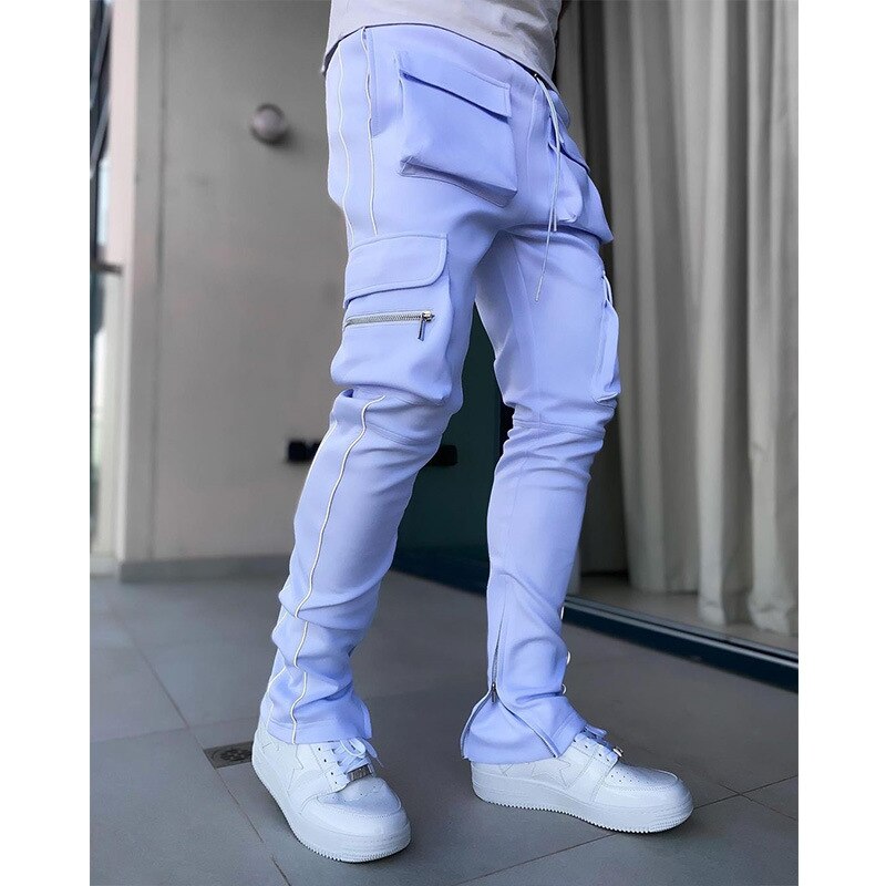 Cargo Pants Men's Skinny Pencil With Multiple Pockets Outdoor Sports Fitness Male Jogging Training Gym Slim