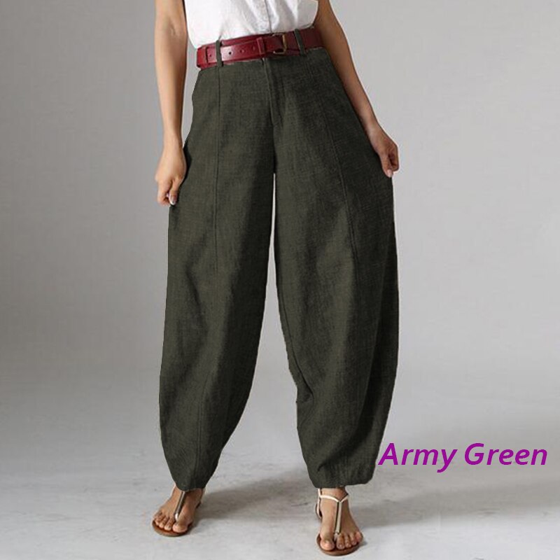 Casual Baggy Harem Pants Women's Autumn Trousers ZANZEA 2022 Vintage Front Zipper Pantalon Plus Size Cropped Pant Woman Palazzo