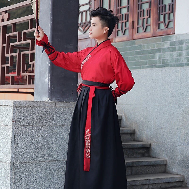 Men Women Chinese Traditional Hanfu Embroidery Festival Stage Performance Folk Dance Clothes Tang Dynasty Ancient Costumes