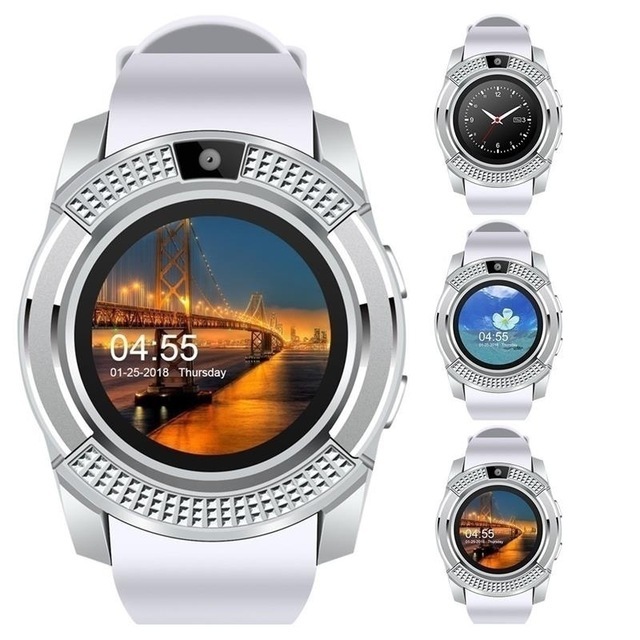 V8 Smart Watch With Camera Bluetooth Wrist Watch SIM Card Smart watch For Android White