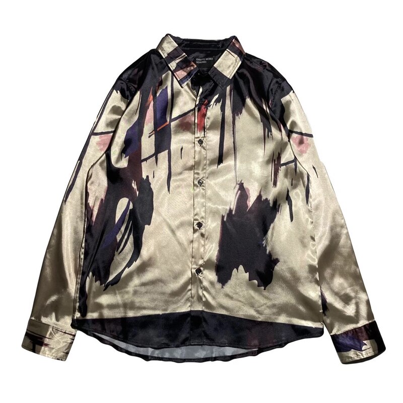 ERD Silk Shirt Hip-Hop Streetwear Melancholy Rich Second Generation Abstract Art Tops New Style Women Men Slim E.R.D Shirts