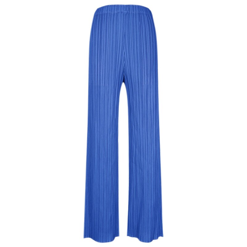 Spring Summer Casual Pants Women Simple Loose Comfortable Stretch Pleated Trousers Straight Miyake Pleats