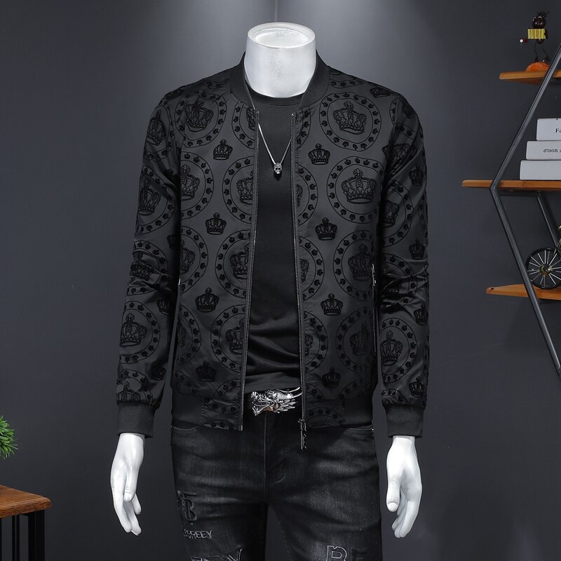 Oversized Men's Jackets Great Designer King Crown EU Popular O-neck Business Jacket Outerwear Coat Man Autumn Clothing JK8819