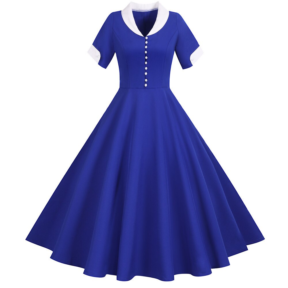 Elegant Fashion Office Dresses For Ladies 2022 New Short Sleeve Notched Retro Party Vintage Beading Womens Summer Dress Pink