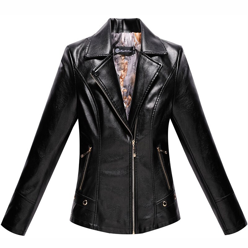 Jacket Women Plus Size Long Sleeve Leather Coat 2022 New Autumn Fashion Lady Clothing Bomber CDR2172