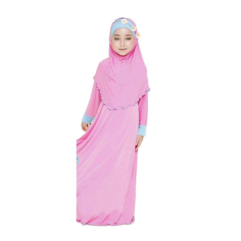 Two Sets Traditional Cartoon Kids Clothing Fashion Child Abaya Muslim Girl Dress Jilbab And Islamic Children Hijab Dresses