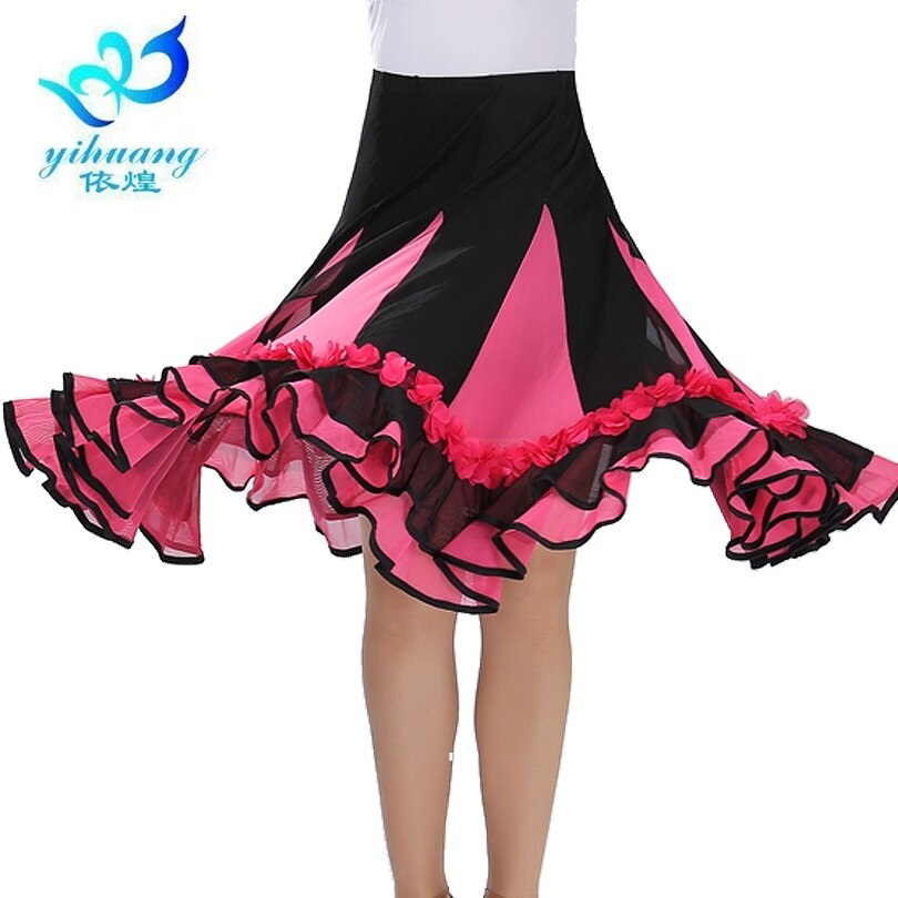 Ballroom Dance Costume Skirt Tango Modern Standard Performance Waltz Salsa Rumba Training Half Dress Elastic Waistband #2537-1