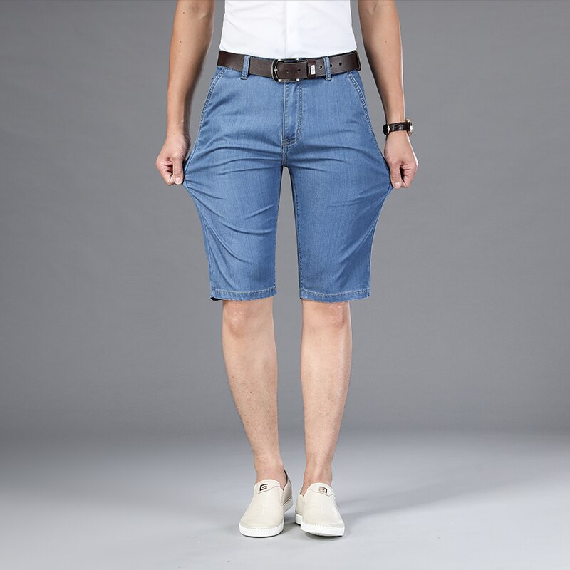 Plus Size 40 42 Men Jeans Shorts 2022 Summer Men's Slim Fit Straight 5 Pocket High Quality Cotton Modal Comfortable Jean Shor