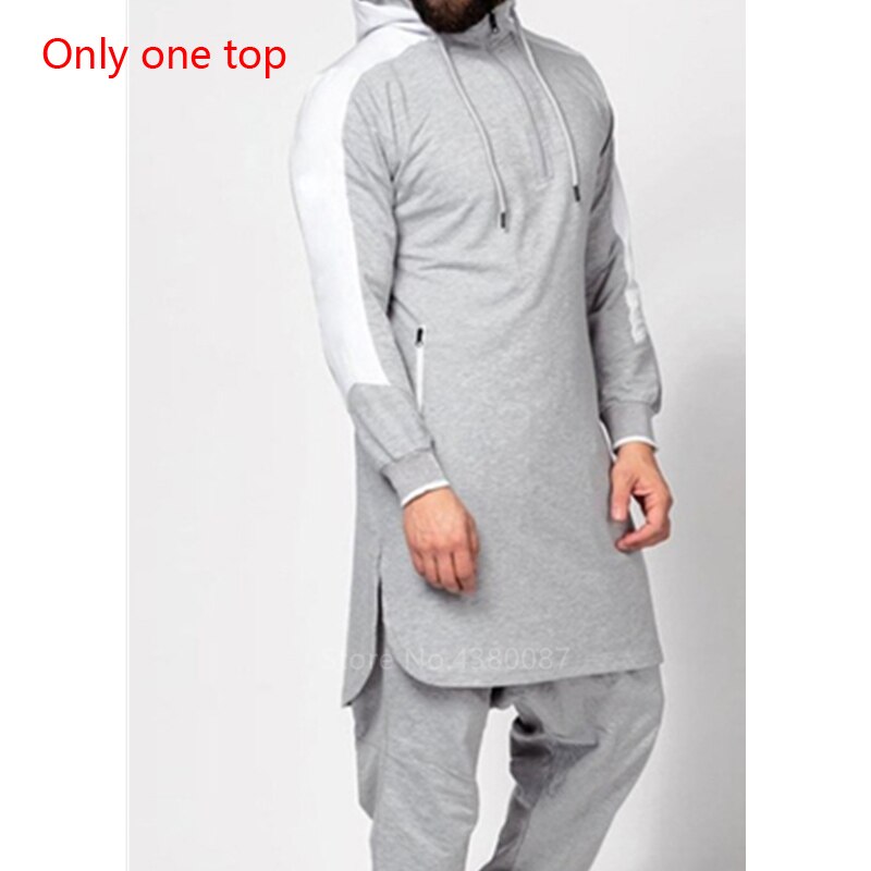 New Men Jubba Thobe Muslim Arabic Islamic Clothing Abaya Dubai Kaftan Winter Long Sleeve Stitching Saudi Arabia Sweater