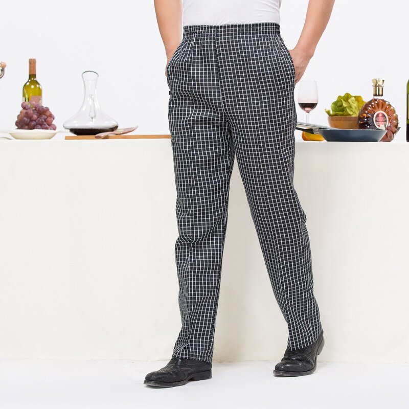 High Quality Chef Pants Mens Fasion Overalls Elastic Suit Kitchen Cooking Coffee Shop