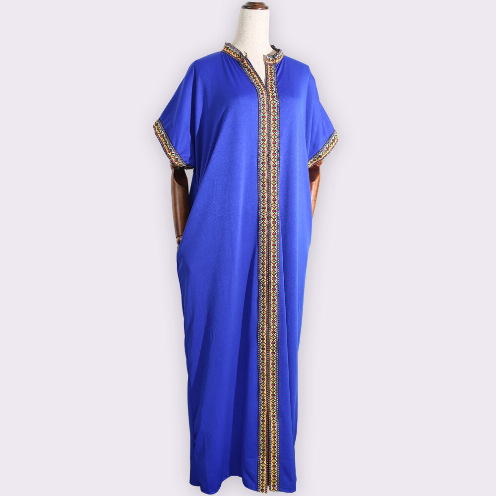 New Fashion African Traditional Clothing For Family Plus Size Woman Clothes Dashiki Loose Long Maxi Robes Dress Blue Red