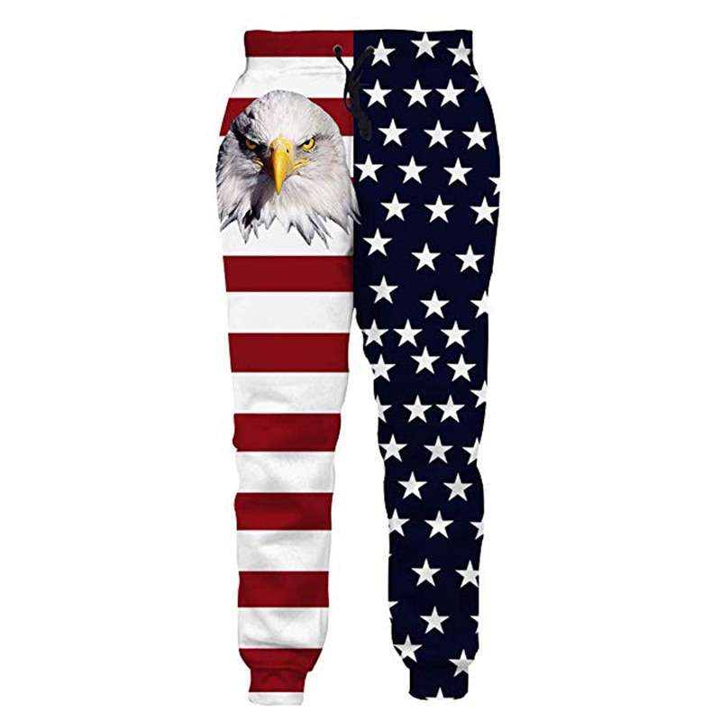 American Flag Eagle Sweatpants Summer Men Casual Pants Cool Animal Fitness Joggers Trousers Star Stripes Color