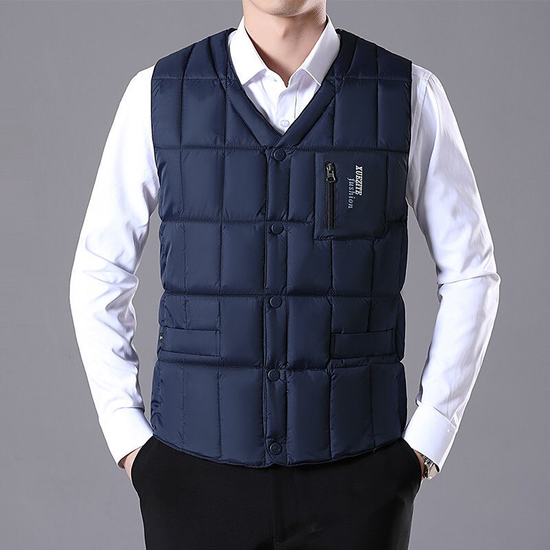 Mens Winter Vest Jacket Coats Warm Duck Down Filler 2022 Spring Autumn New Arrived Male Slim Casual Waistcoat Blue Armygreen 5XL