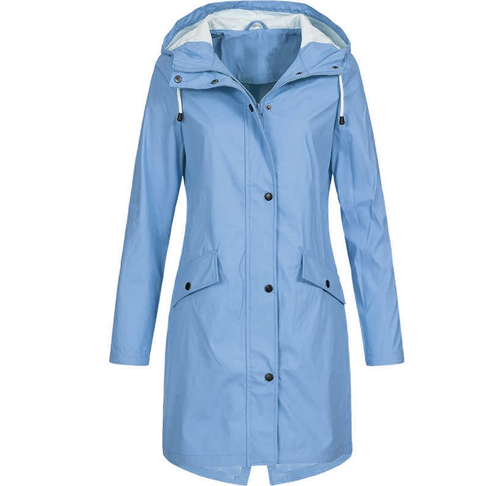 Women Jacket Fashion Winter Autumn Solid Rain Outdoor Plus Waterproof Hooded Raincoat Windproof Coats Jackets Famale