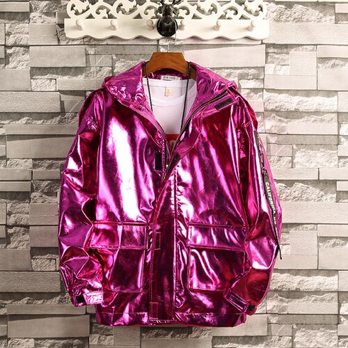 Golden Silver Fashion Men Jacket Punk Style Solid Loose Personality Costumes Nightclub Bar Singer DJ Dancer Performance Coats