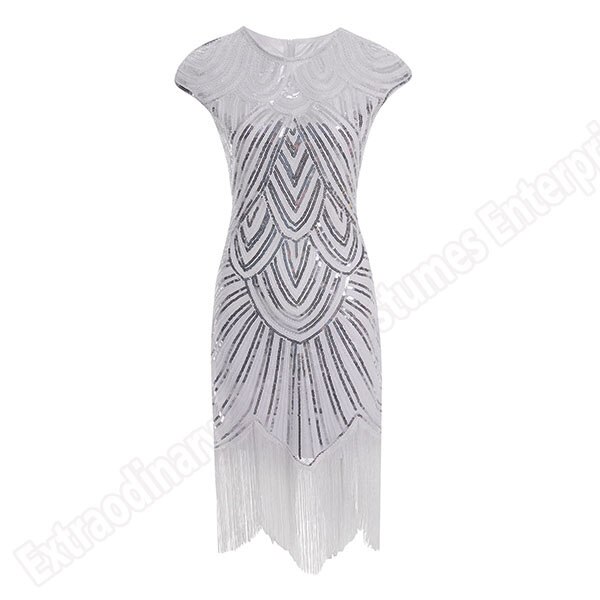 Womens 1920s Vintage Flapper Great Gatsby Party Dress V-Neck Sleeve Sequin Fringe Midi Dresses Summer Art Deco Embellished