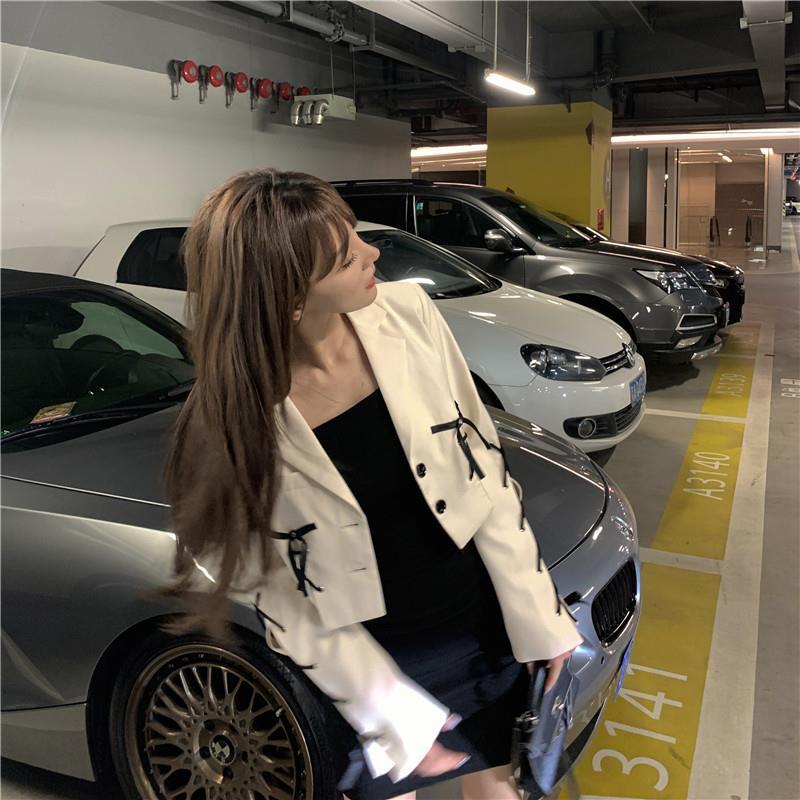 Blazers Women Sweet High-street Fashion Bow Cropped Designers Long Sleeve Streetwear Chic Ulzzang Korean Stylish Students Female