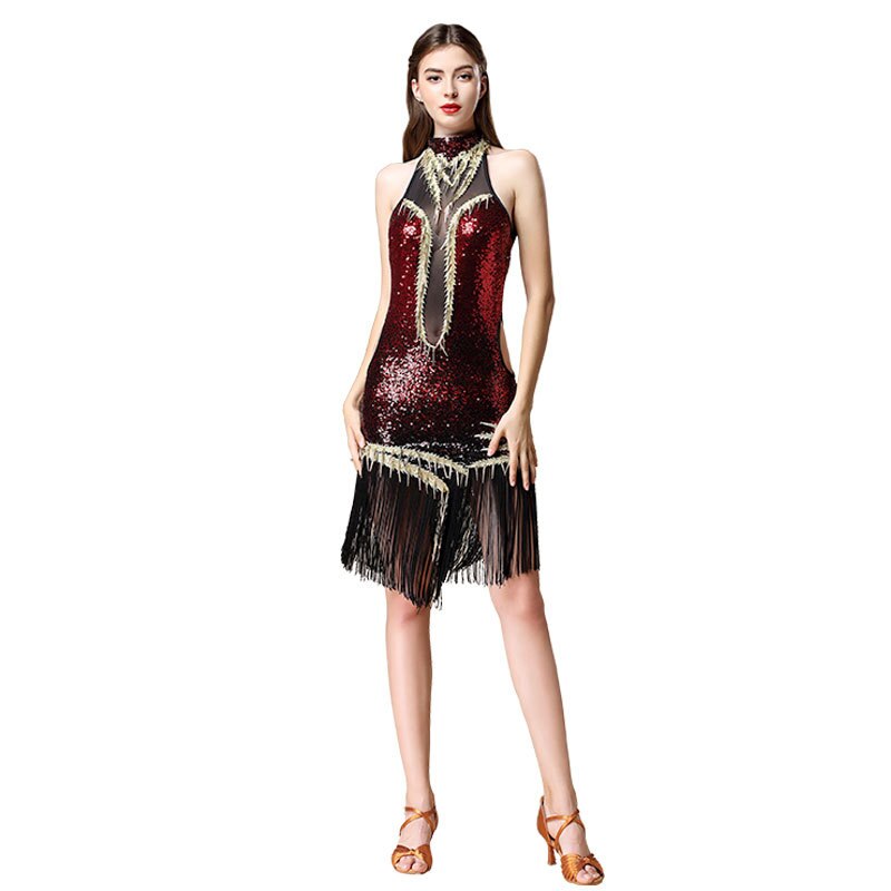 New Latin Samba Dance Dress Women For Ballroom Sexy Fringe Sequins Costume Skirt Charleston Dresses Gatsby Flapper