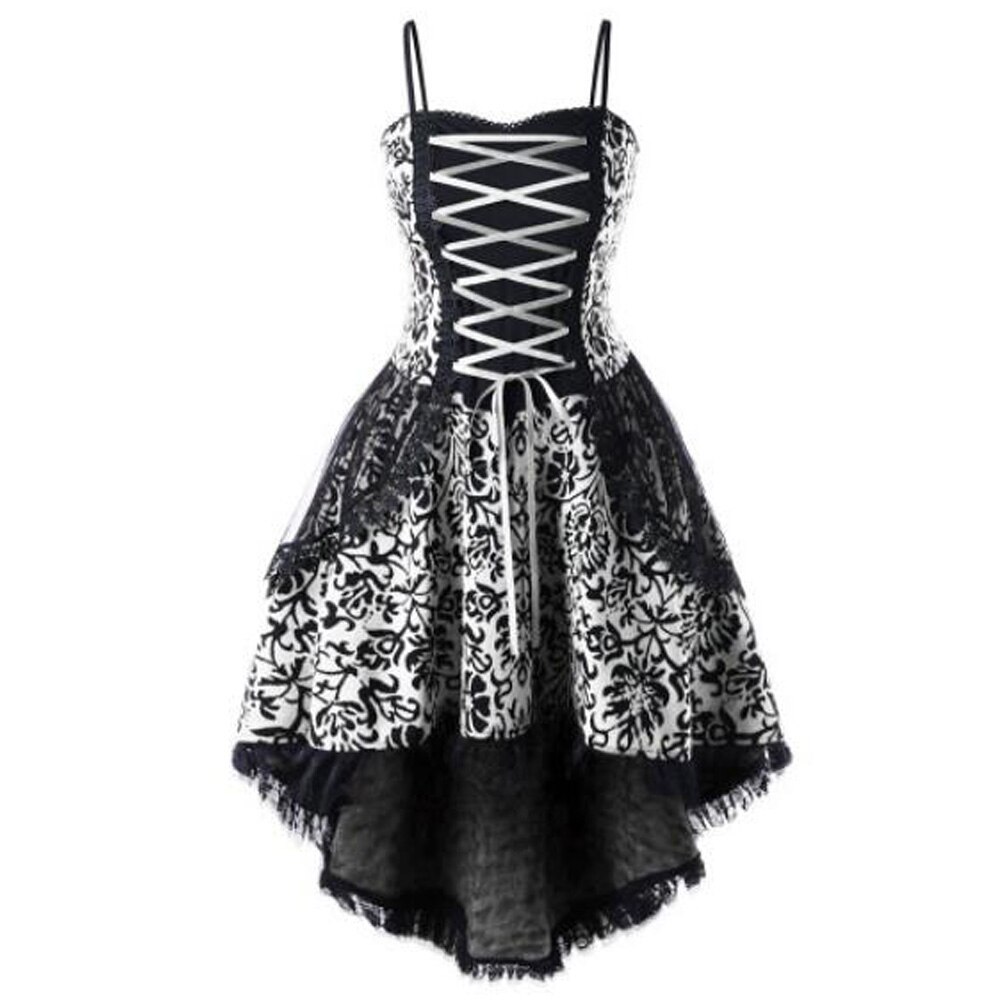 Victorian Gothic Vintage Dress Women Plus Size Lace Up Corset High Low Cosplay Costume Medieval Party Steampunk Dresses