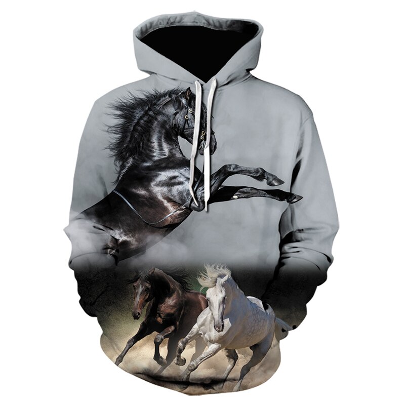 Summer 3D Digital Print Hoodies Funny Animal Horse Colorful Casual New Fashion Tracksuit Hoodie Shirt Men Women Tops