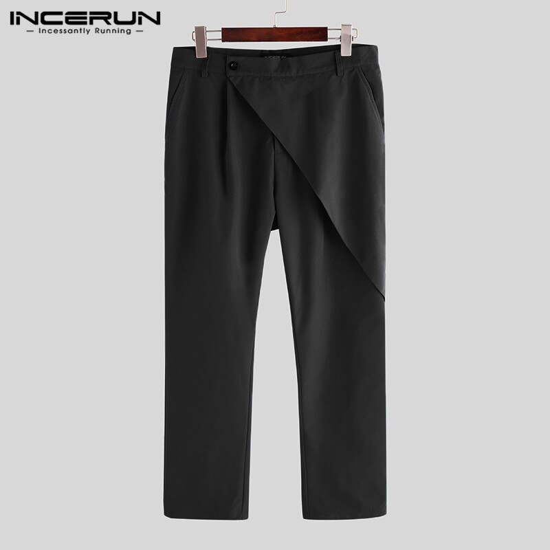 Fashion Men Solid Color Punk Style Harem Pants Streetwear Irregular Casual Trousers Joggers Pockets Mens Lounge INCERUN