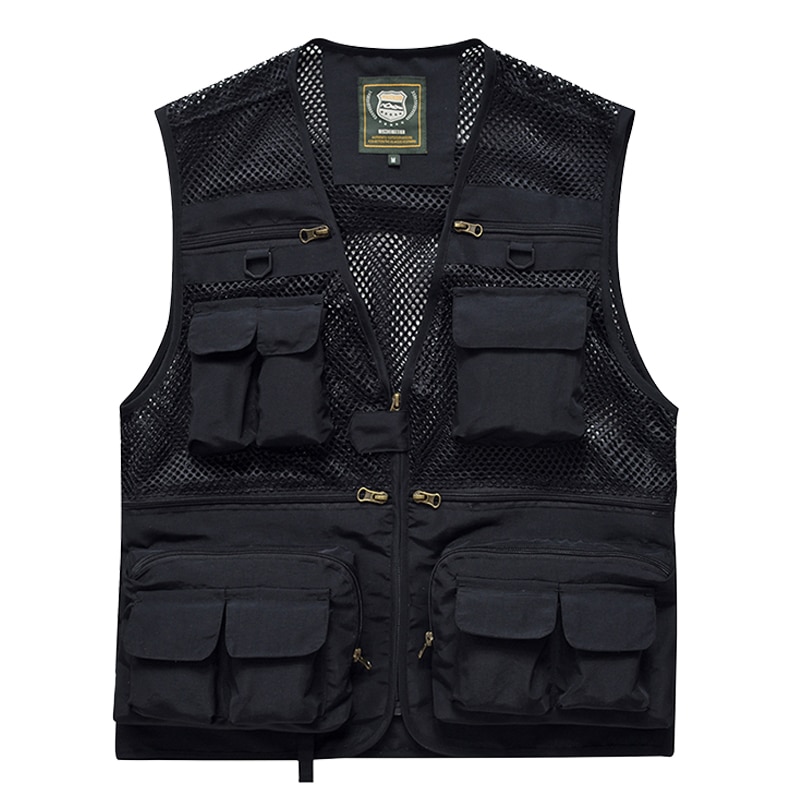 Men's Vest Tactical Military Outdoor Multi-Pockets Jacket Zipper Sleeveless Travels Male Photography Fishing Men