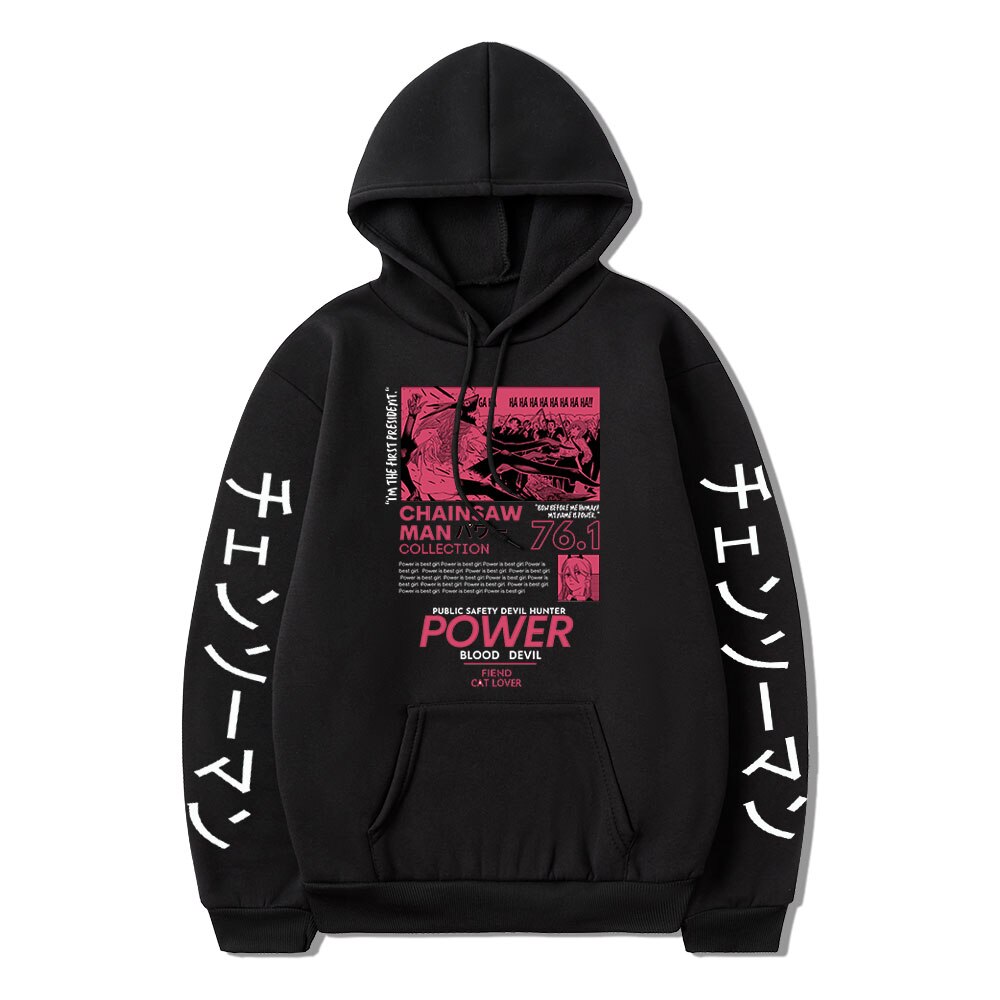 Japan Anime Chainsaw Man Power Hoodies Sweatshirt Manga Denji Pullover Oversized Hoodie Kids Boy Girl Clothes Hollow Jacket Coat