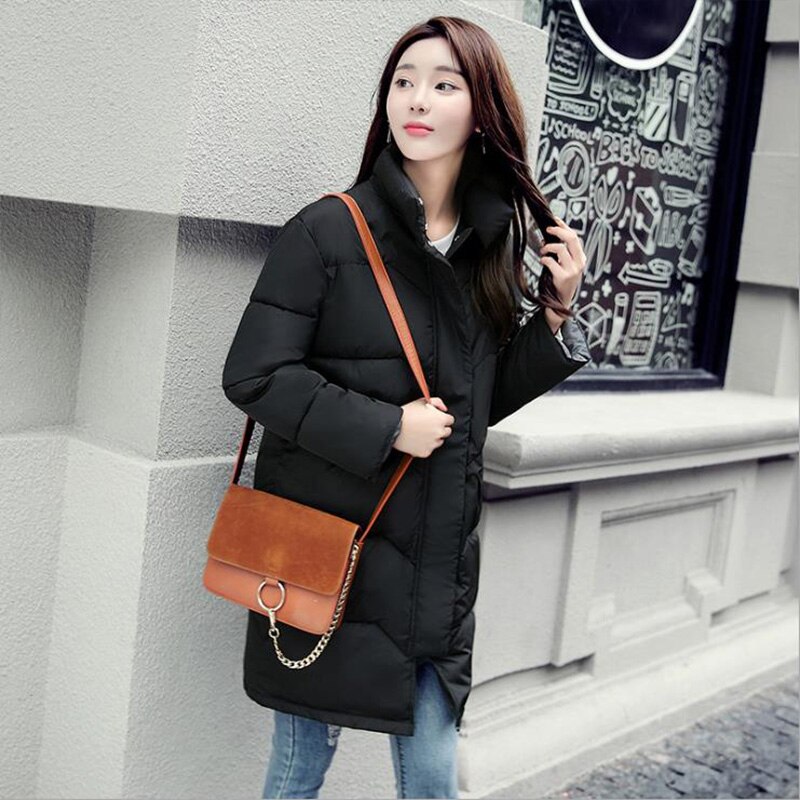 Winter Women Parka Pink Kawaii Bubble Coat Slim Solid Puffer Jacket Womens Coats Thick Long Black